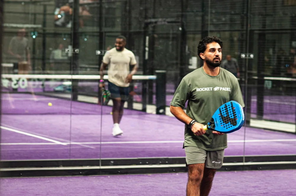 Player on court at a padel club in London